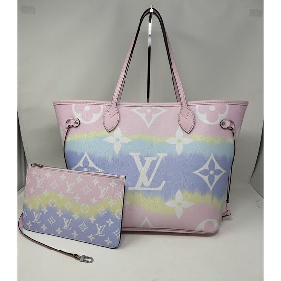 Louis Vuitton Authentic Escale Pastel Pink Neverfull Giant Bag Removable Pouch - Picture 1 of 14